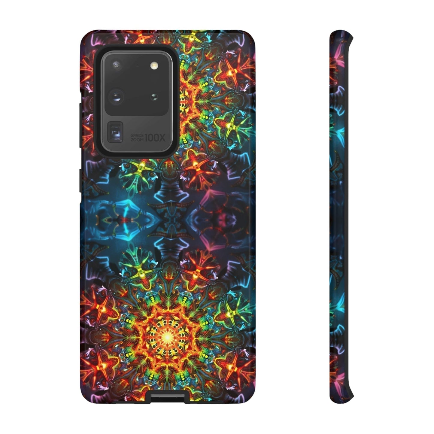 Abstract Kaleidoscope Samsung phone case with vibrant, colorful geometric pattern and durable protective design for Samsung Galaxy models.