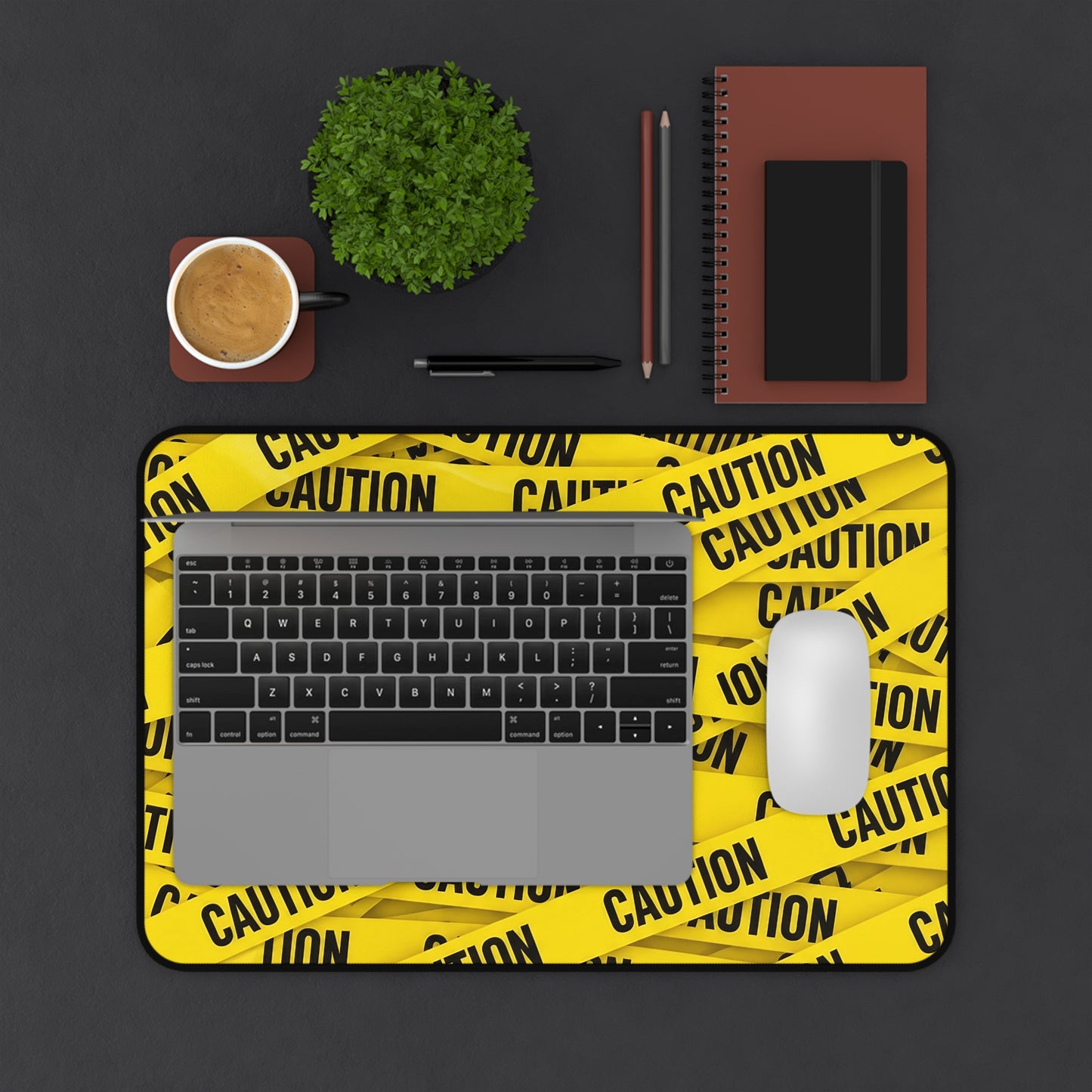 Desk Mat - Caution Tape Filled
