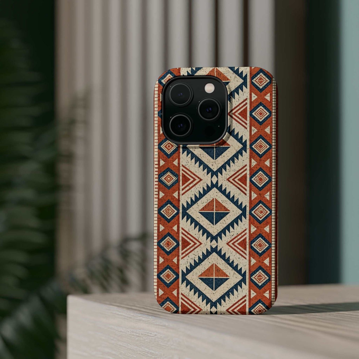 iPhone magnetic tough case with durable tribal inspired pattern design and dual-layer protection