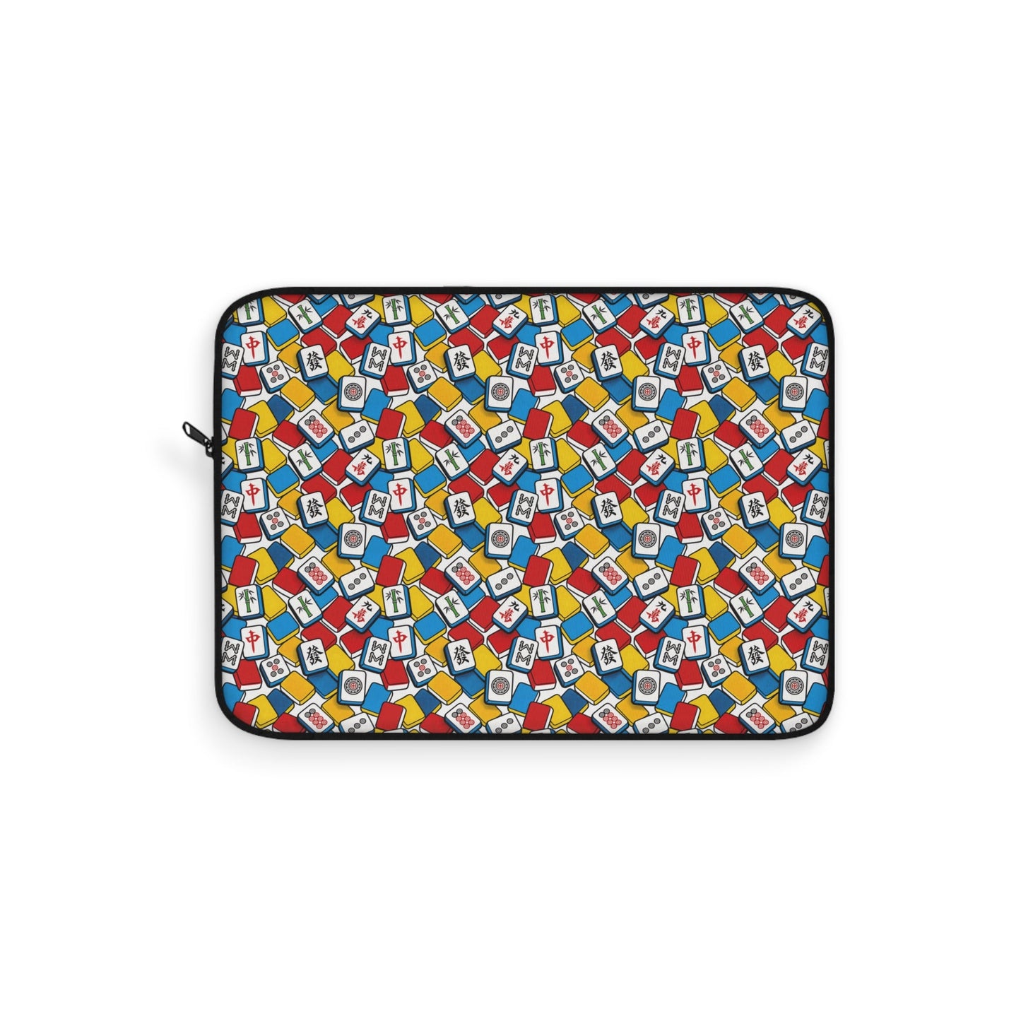 Vibrant Mahjong Collection Laptop Sleeve with colorful mahjong tile design and protective padding