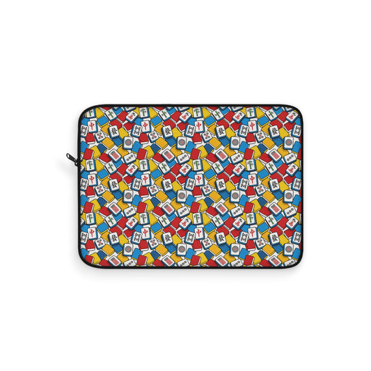 Vibrant Mahjong Collection Laptop Sleeve with colorful mahjong tile design and protective padding