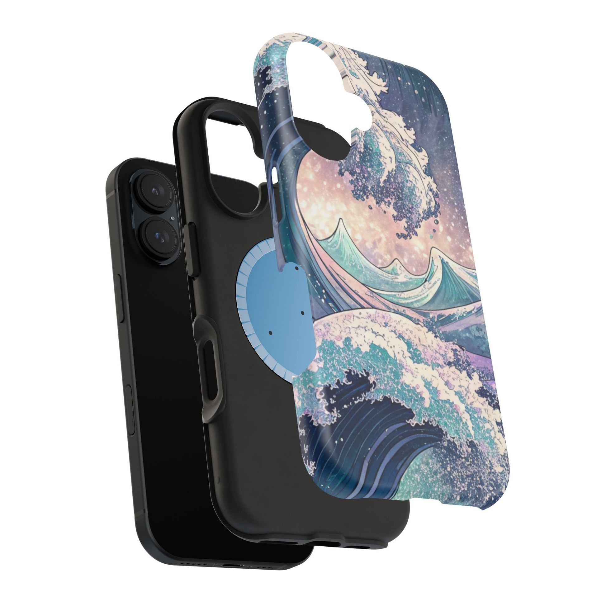 iPhone case with Crashing Waves Design, magnetic MagSafe protective cover with dual-layer polycarbonate and ocean-inspired artwork