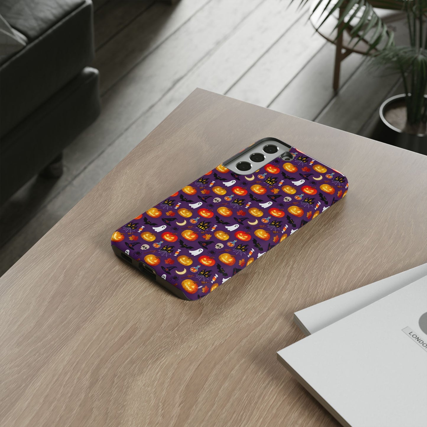 Halloween Pattern Tough Phone Case — Cute Pumpkin, Ghost & Skull