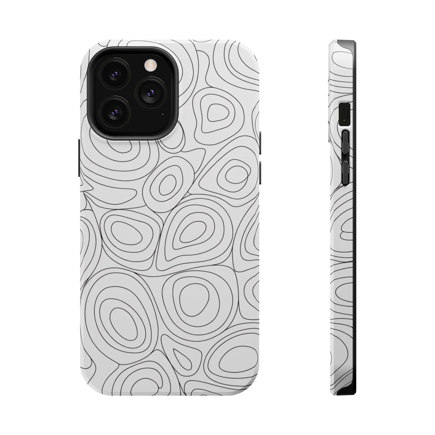 Black and White Abstract Circles Design iPhone Tough Case