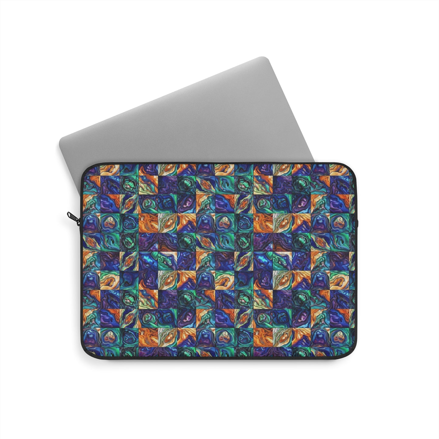 Abstract Purple & Green Seascape Laptop Sleeve — Artistic Ocean-Inspired Protective Case