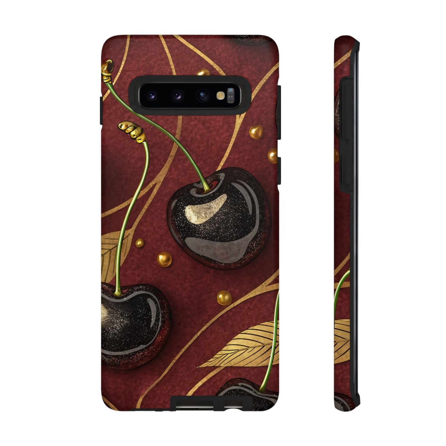 Golden Cherry Samsung Tough Case with 3D cherry design and durable protection for Samsung Galaxy phones
