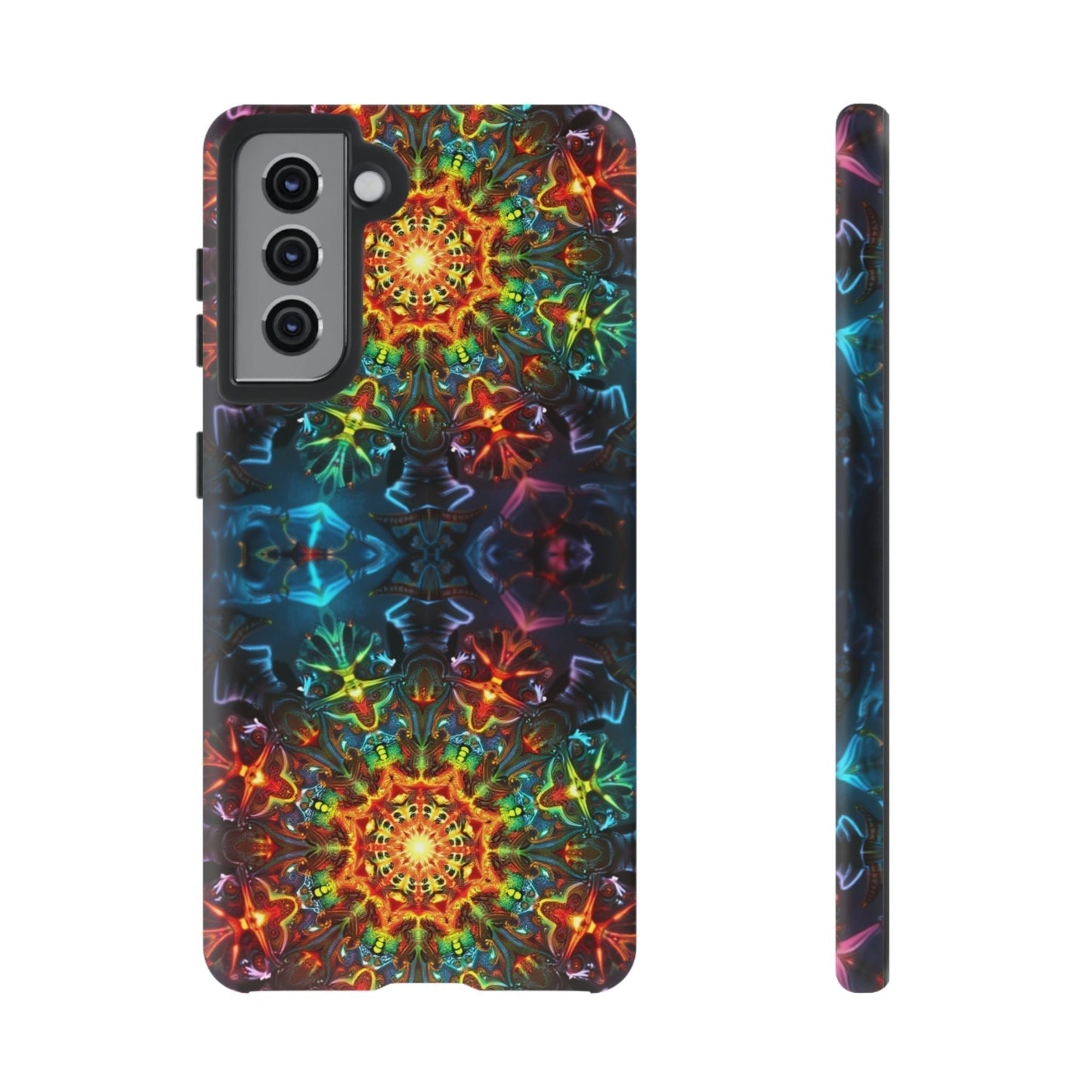 Abstract Kaleidoscope Samsung phone case with vibrant multicolor geometric pattern and durable protective design.