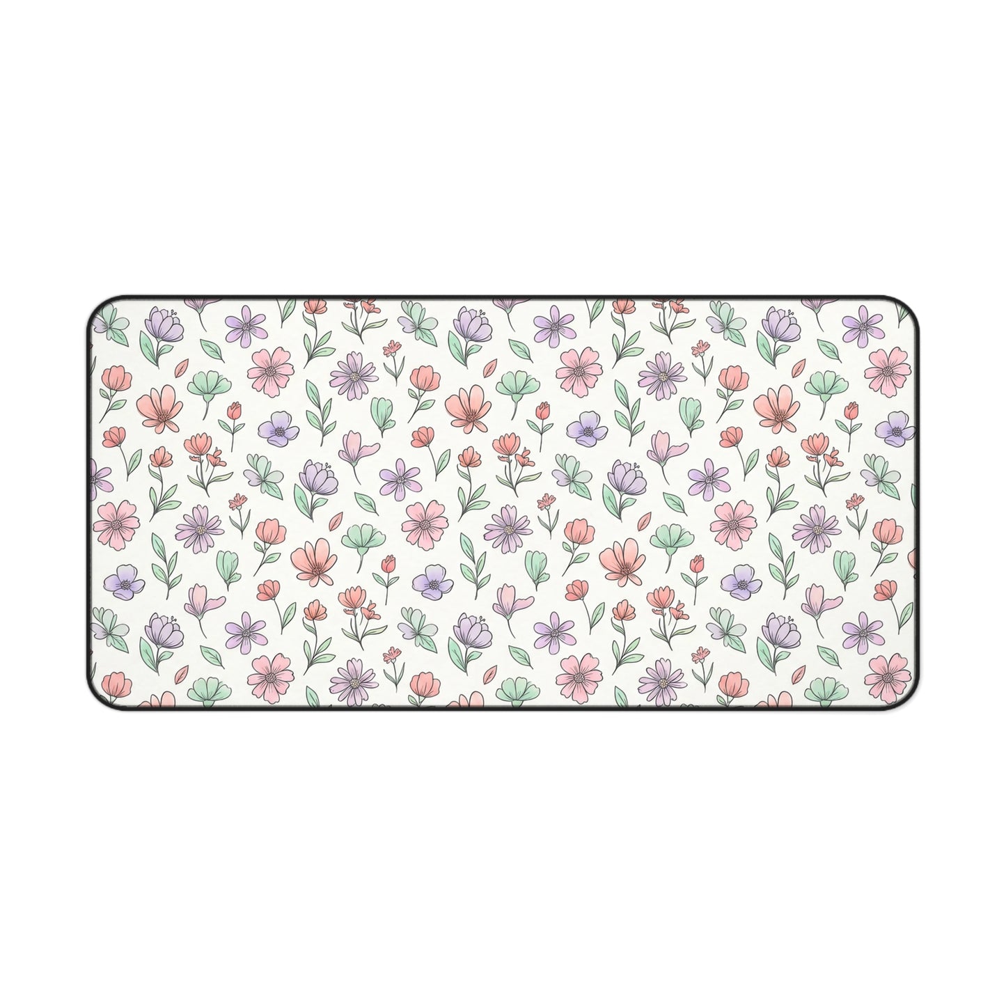 Artistic Floral Desk Mat — Botanical Flower Mouse Pad