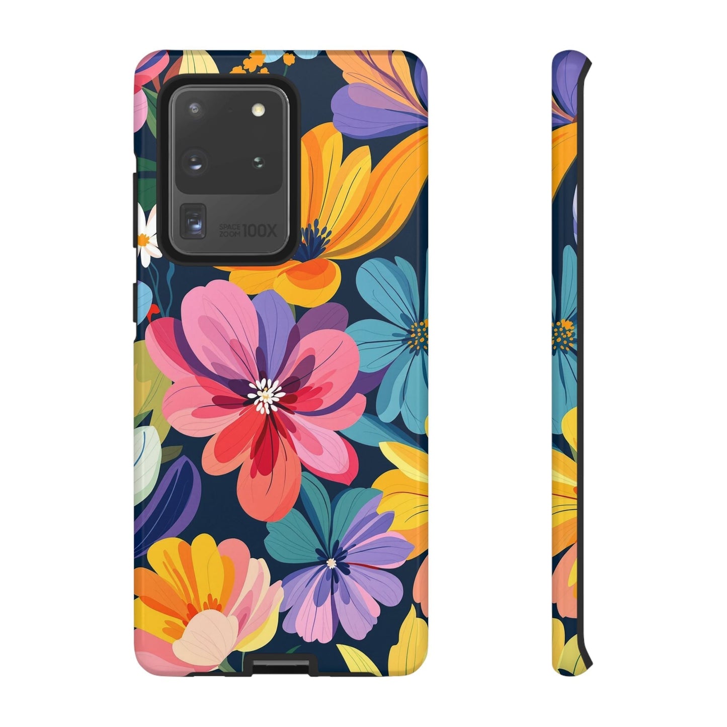 Colorful Floral Samsung phone case with vibrant flower design and shock-absorbing protection