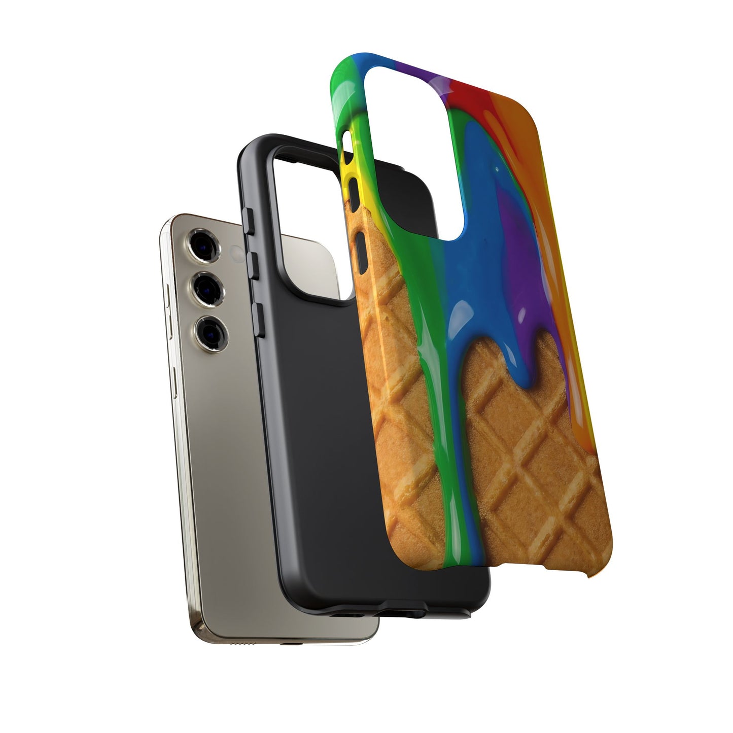 Rainbow Waffle Drip Samsung Phone Case — Tough Protective Cover