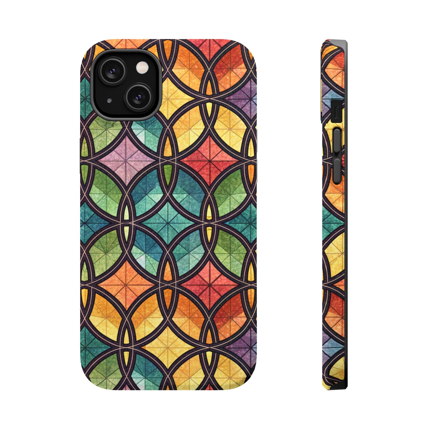 Rainbow Stain Glass iPhone Case – Durable MagSafe® Tough Phone Cover with Colorful Artistic Design