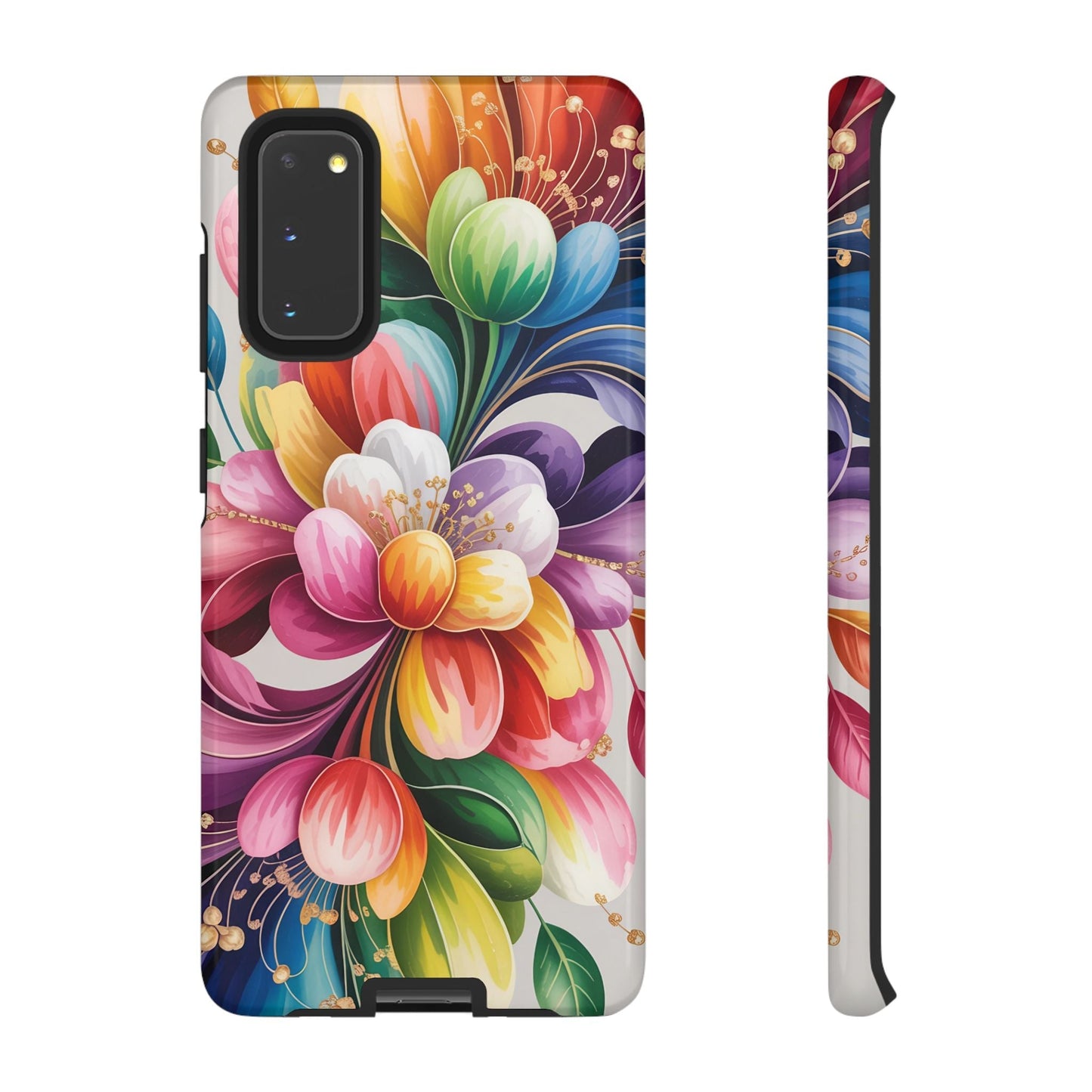 Vibrant floral Samsung case with full ink wrap and impact-resistant protection