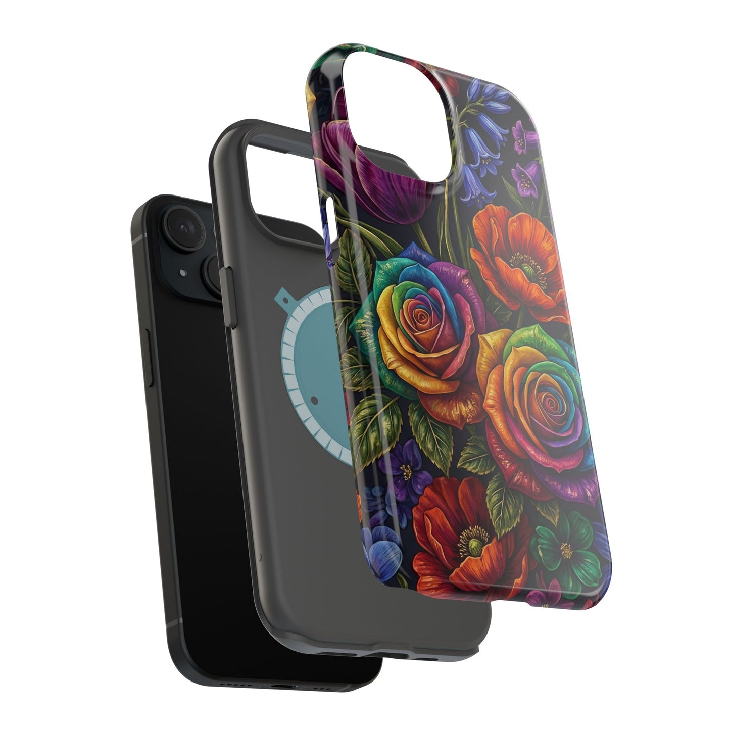Rainbow Rose iPhone Tough Case — Magnetic Impact-Resistant Phone Case