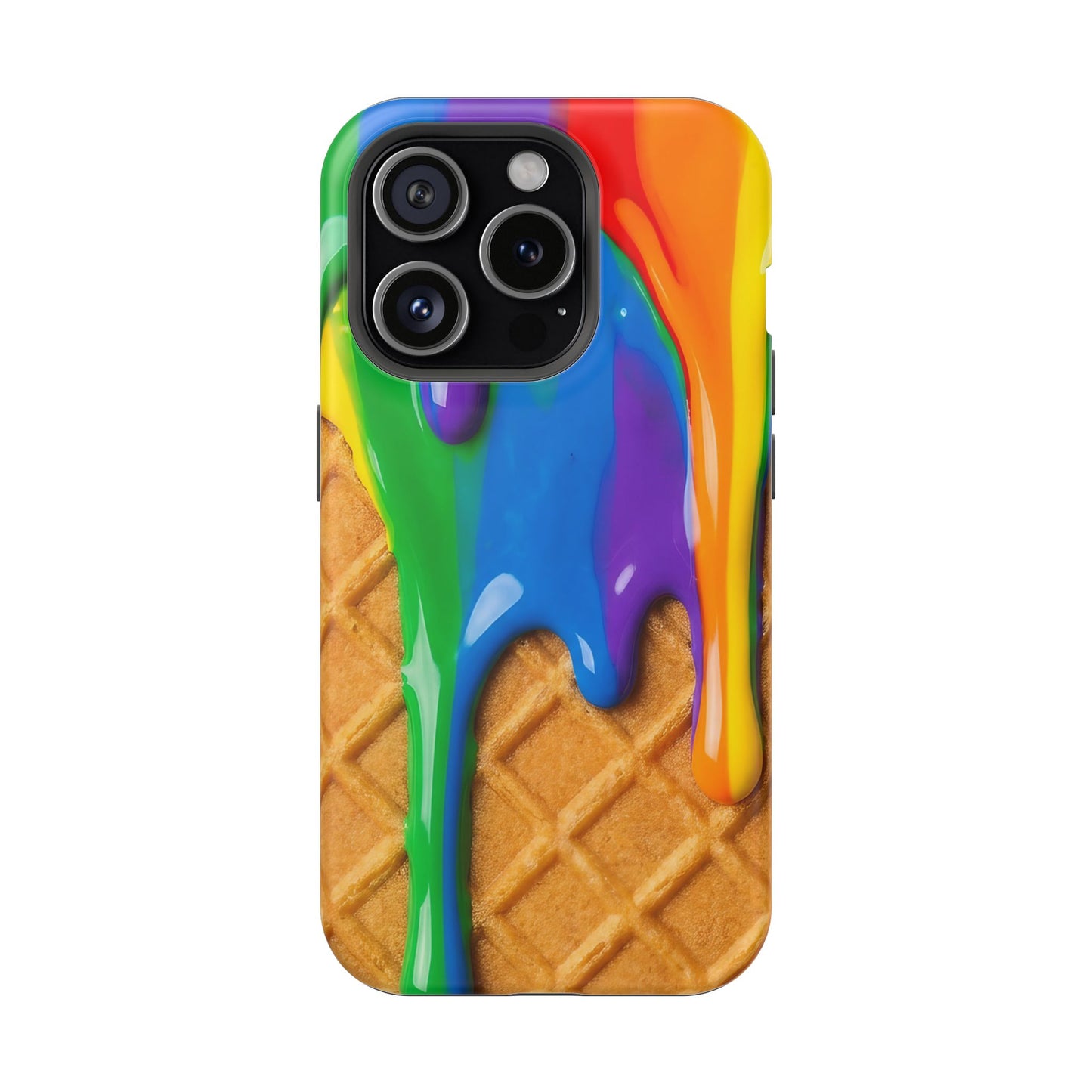 Waffle Rainbow Drip iPhone Case MagSafe Tough Protective Colorful Phone Case