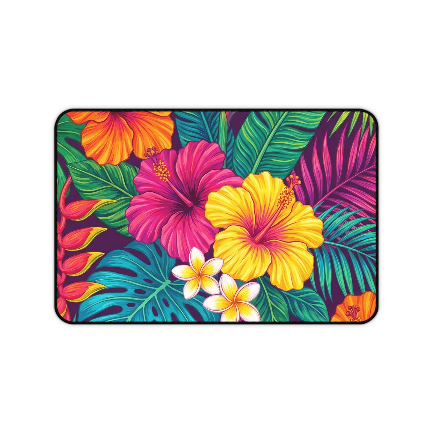 Tropical Floral Desk Mat — Vibrant Botanical Mouse Pad