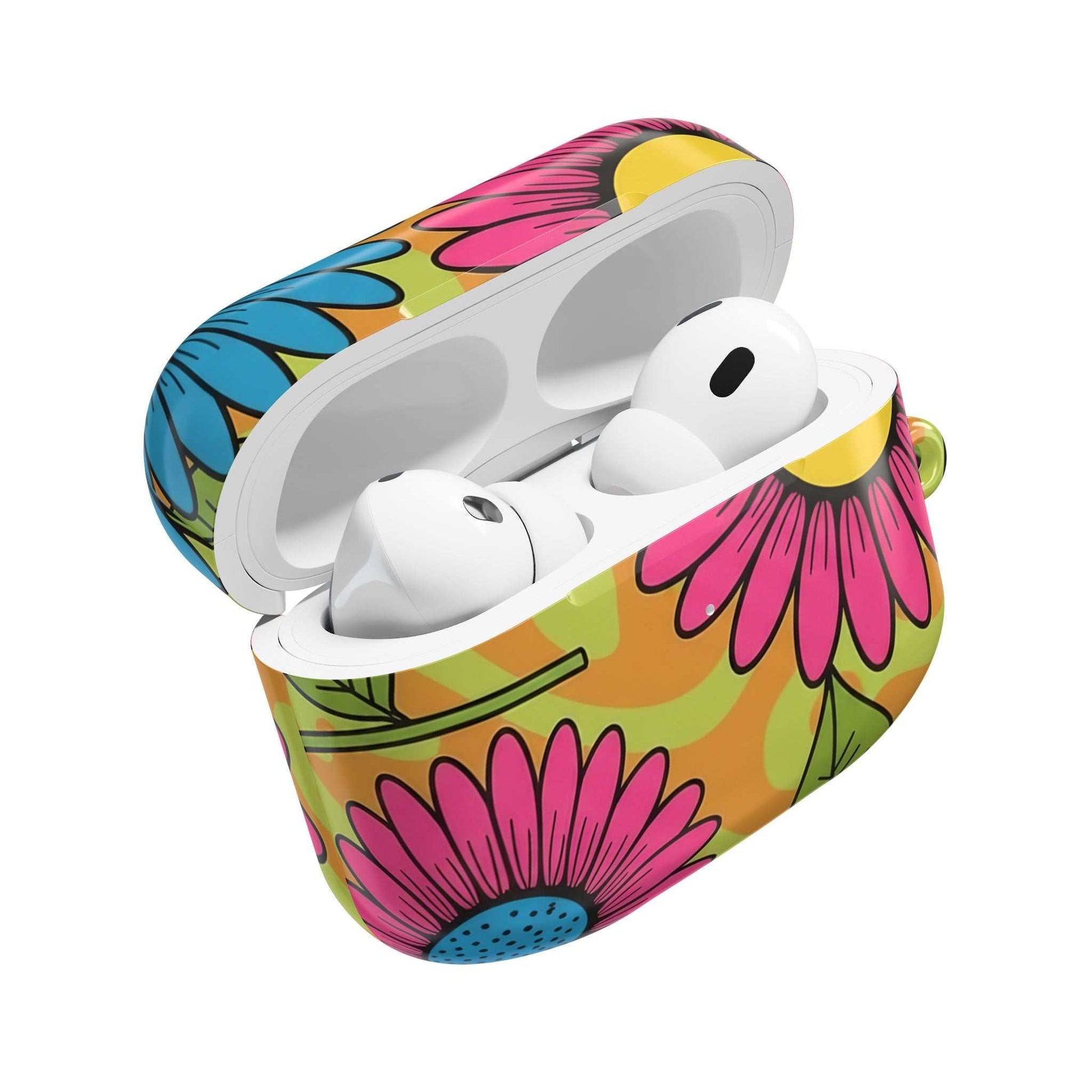 Love Child AirPod Case with vibrant floral design, slim protective cover for AirPods, durable and lightweight polycarbonate material