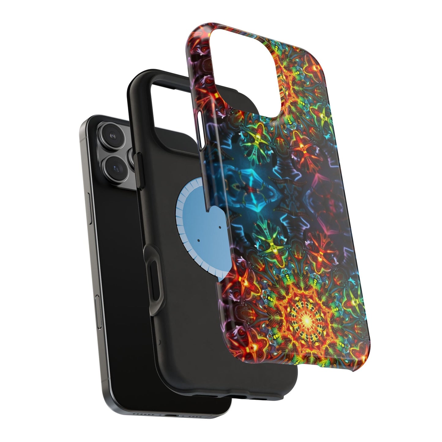Abstract Kaleidoscope Design colorful protective iPhone case with dual-layer durability and MagSafe compatibility