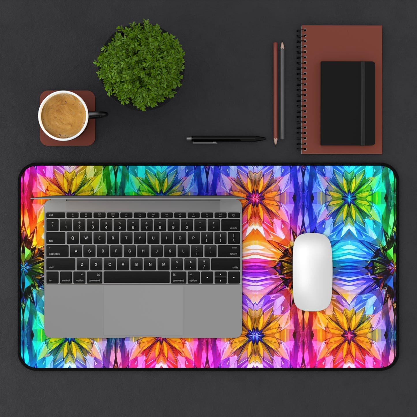 Rainbow Starburst Design Desk Mat