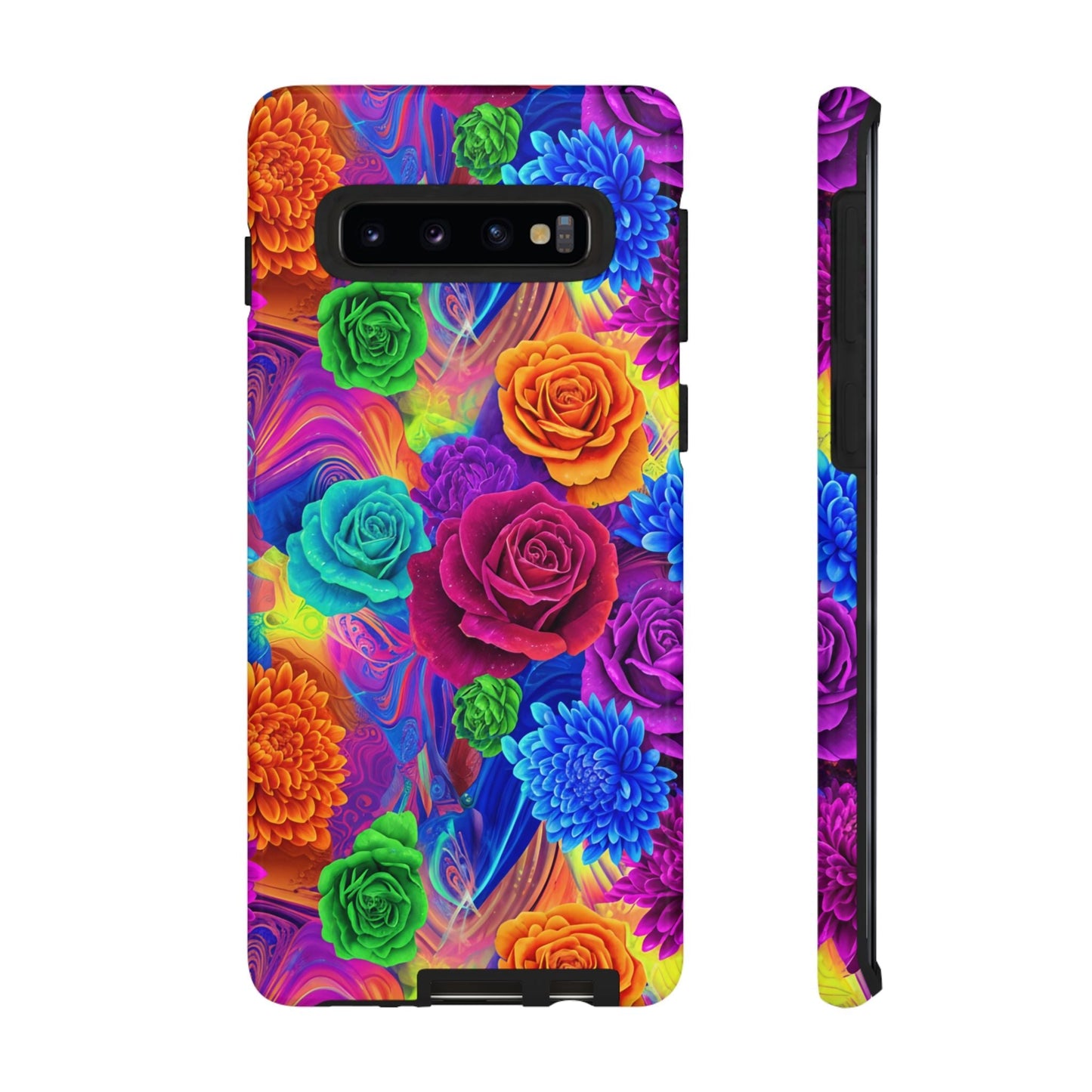 Vibrant Floral Samsung Phone Case with colorful roses and durable protective cover