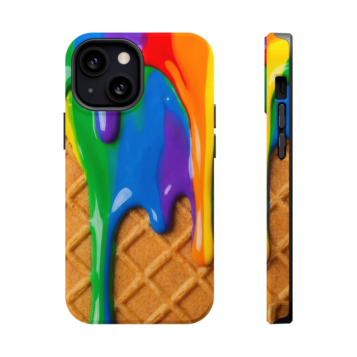 Waffle Rainbow Drip iPhone Case MagSafe Tough Protective Colorful Phone Case