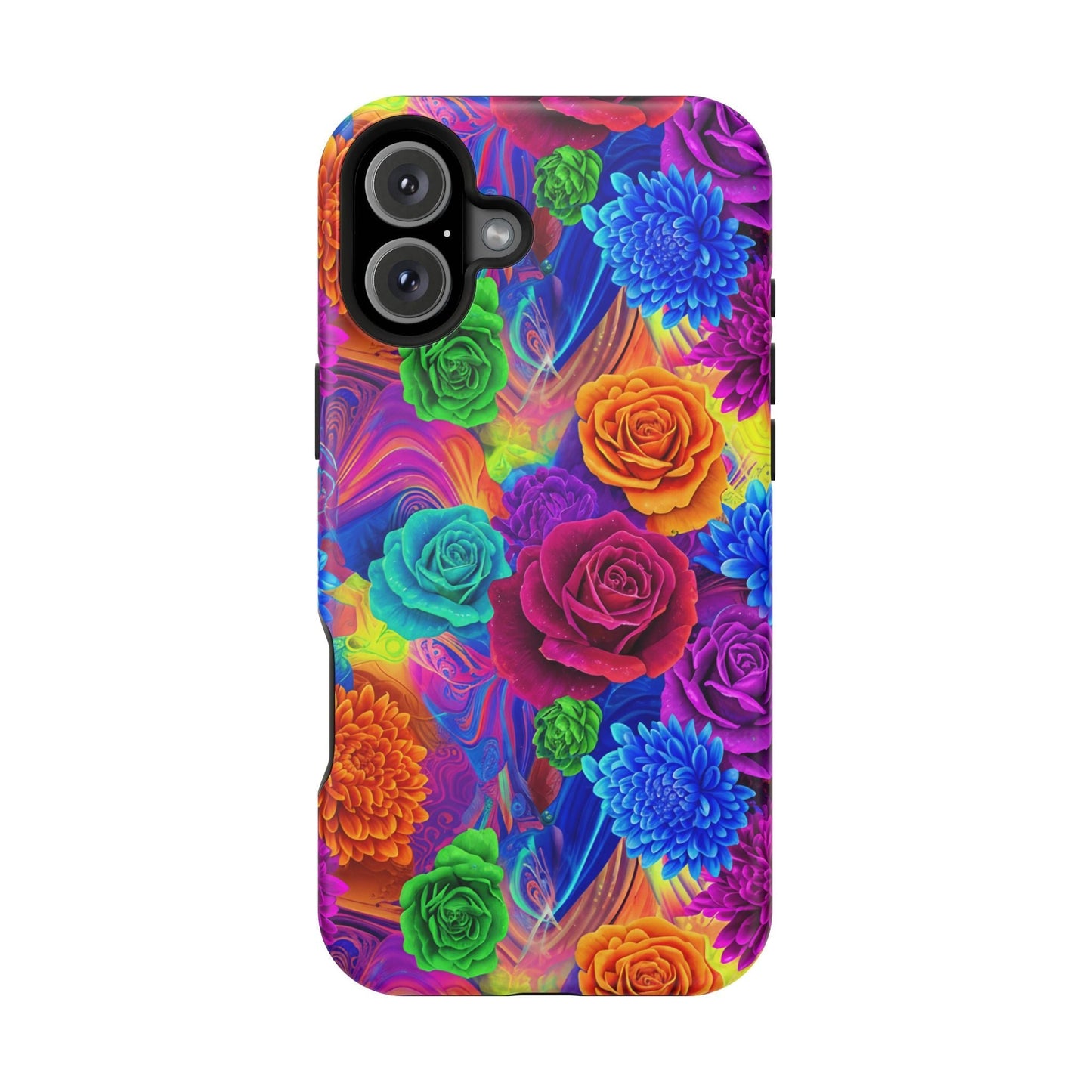 iPhone Tough Case with vibrant seamless floral pattern and impact-resistant polycarbonate shell