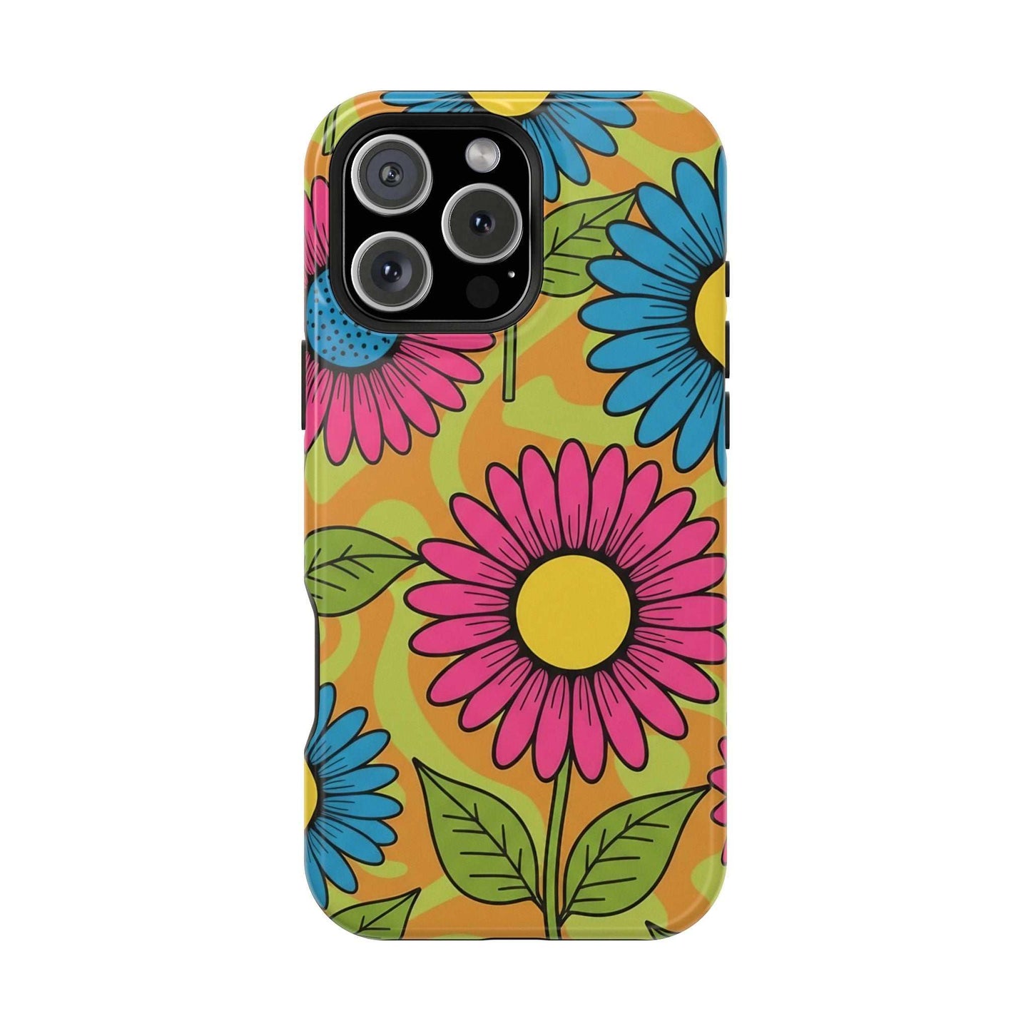 Flower Child iPhone Tough Case with vibrant floral design and MagSafe compatibility