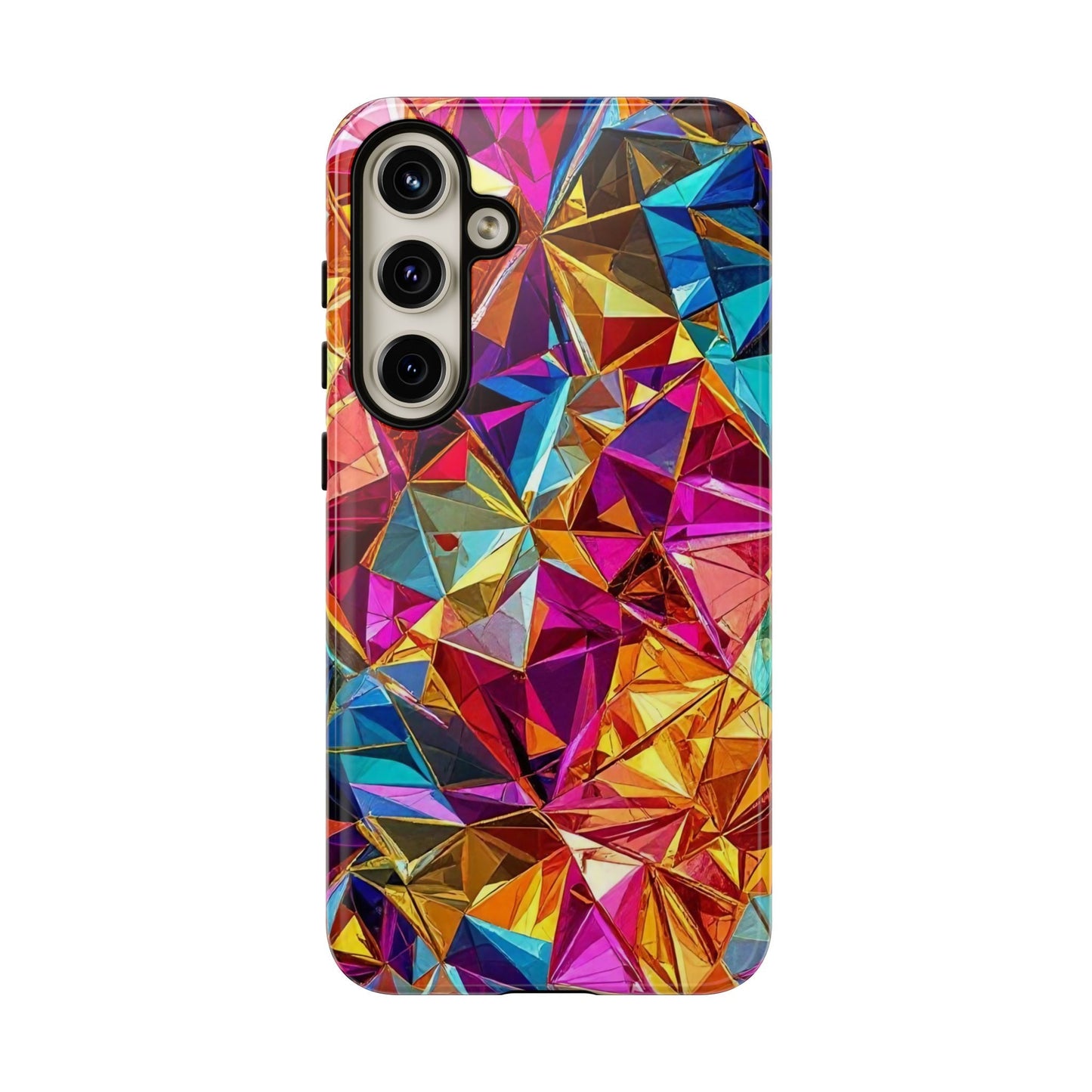 Rainbow foil design Samsung phone case with vibrant geometric pattern and durable protection