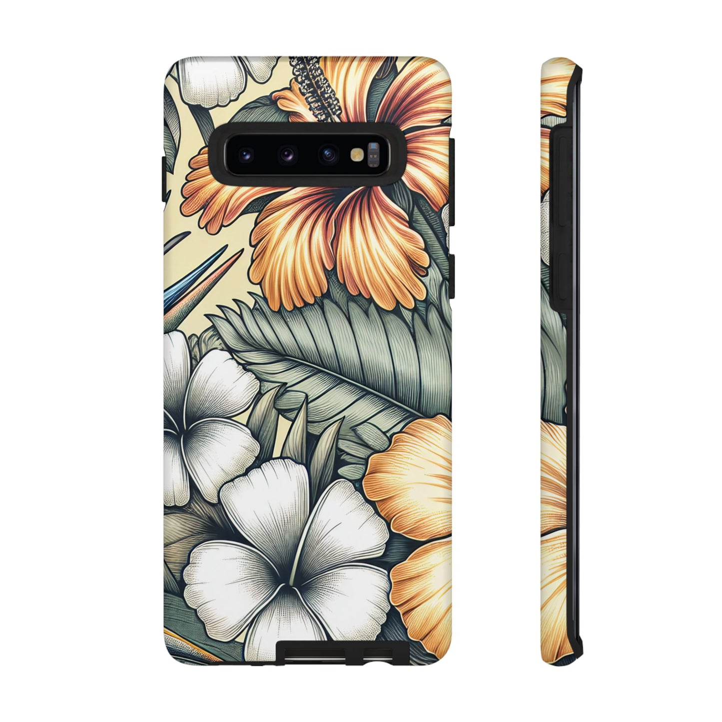 Golden Tropical Floral Design Samsung Phone Case