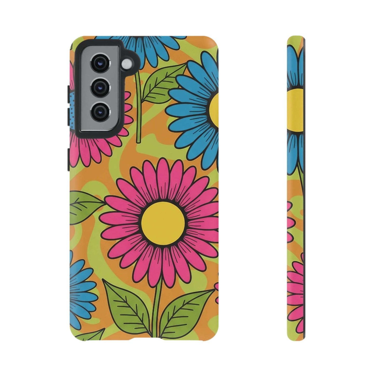 Samsung Tough Case with colorful floral design, impact-resistant and shock-absorbing phone protection