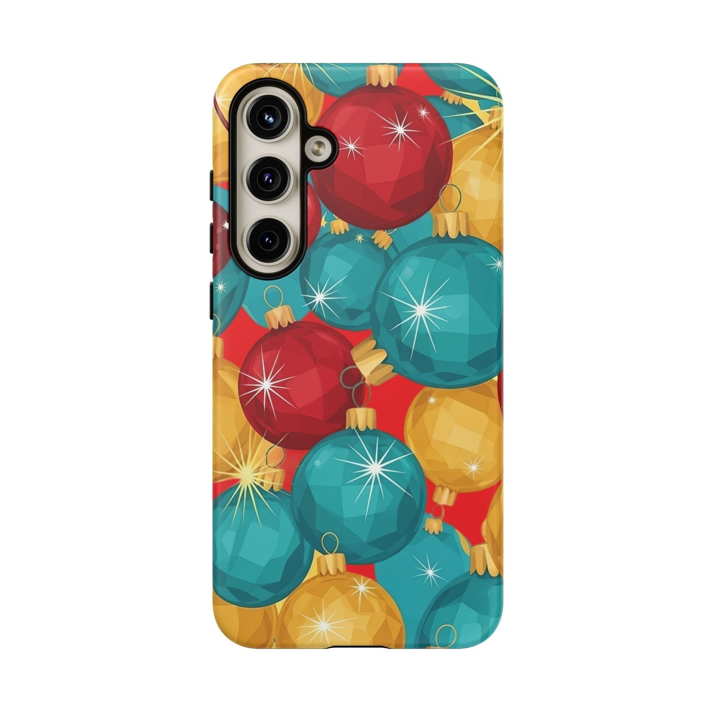 Samsung Tough Case with colorful holiday bulb design for Christmas, durable shock-absorbing protective phone cover