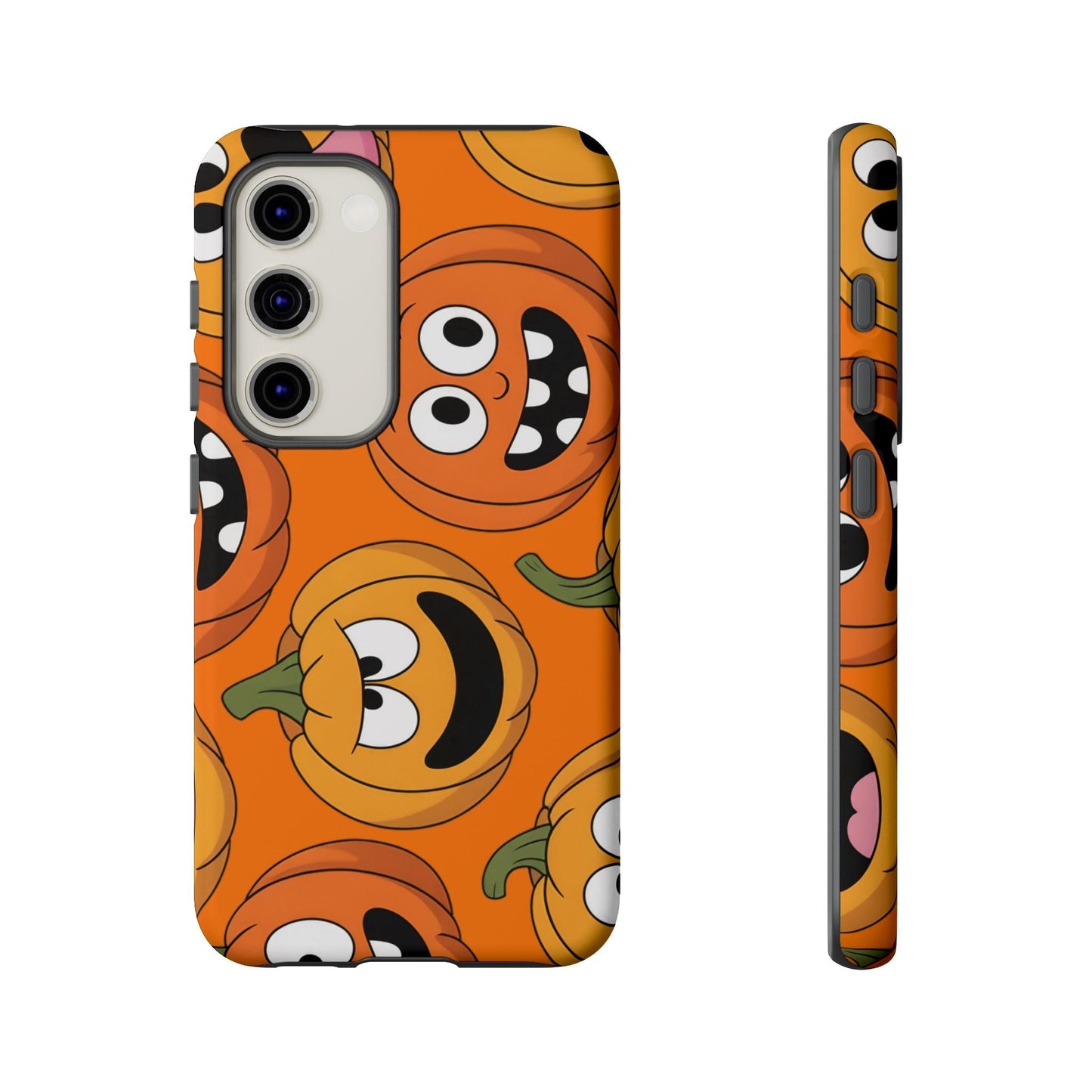 Samsung Tough Case for phones with moody pumpkin Halloween design, durable and impact-resistant protection.