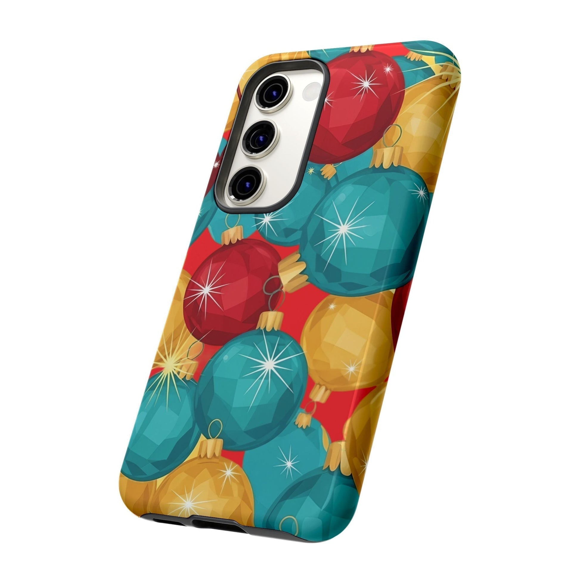 Samsung Tough Case with colorful holiday bulb design, durable shock-absorbing protection for Samsung phones