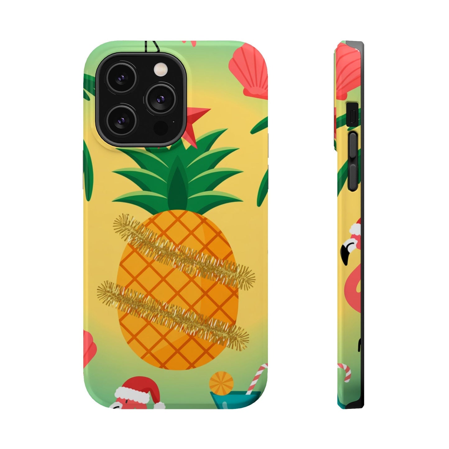 iPhone case with festive pineapple Christmas design and MagSafe compatibility