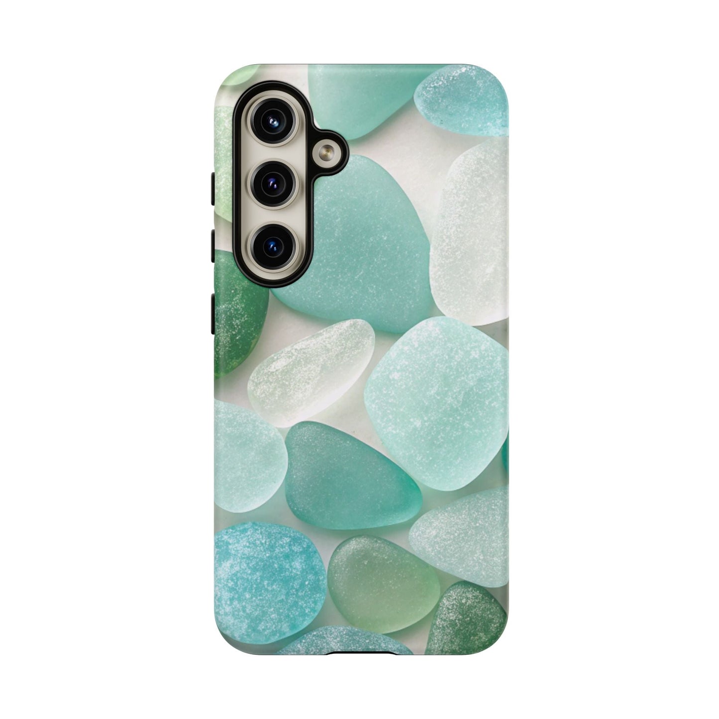 Samsung phone case with sea glass design in calming beach-inspired colors and durable protection.