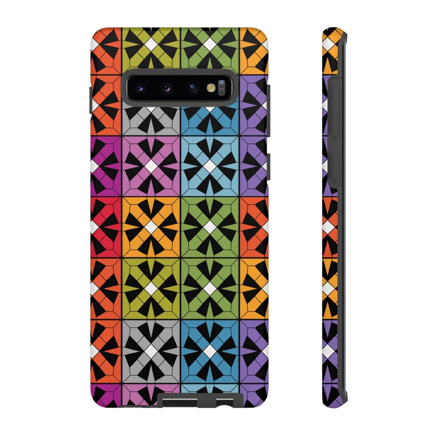 Samsung Galaxy case with colorful geometric Rainbow Abstract Design, durable and shockproof protective cover.
