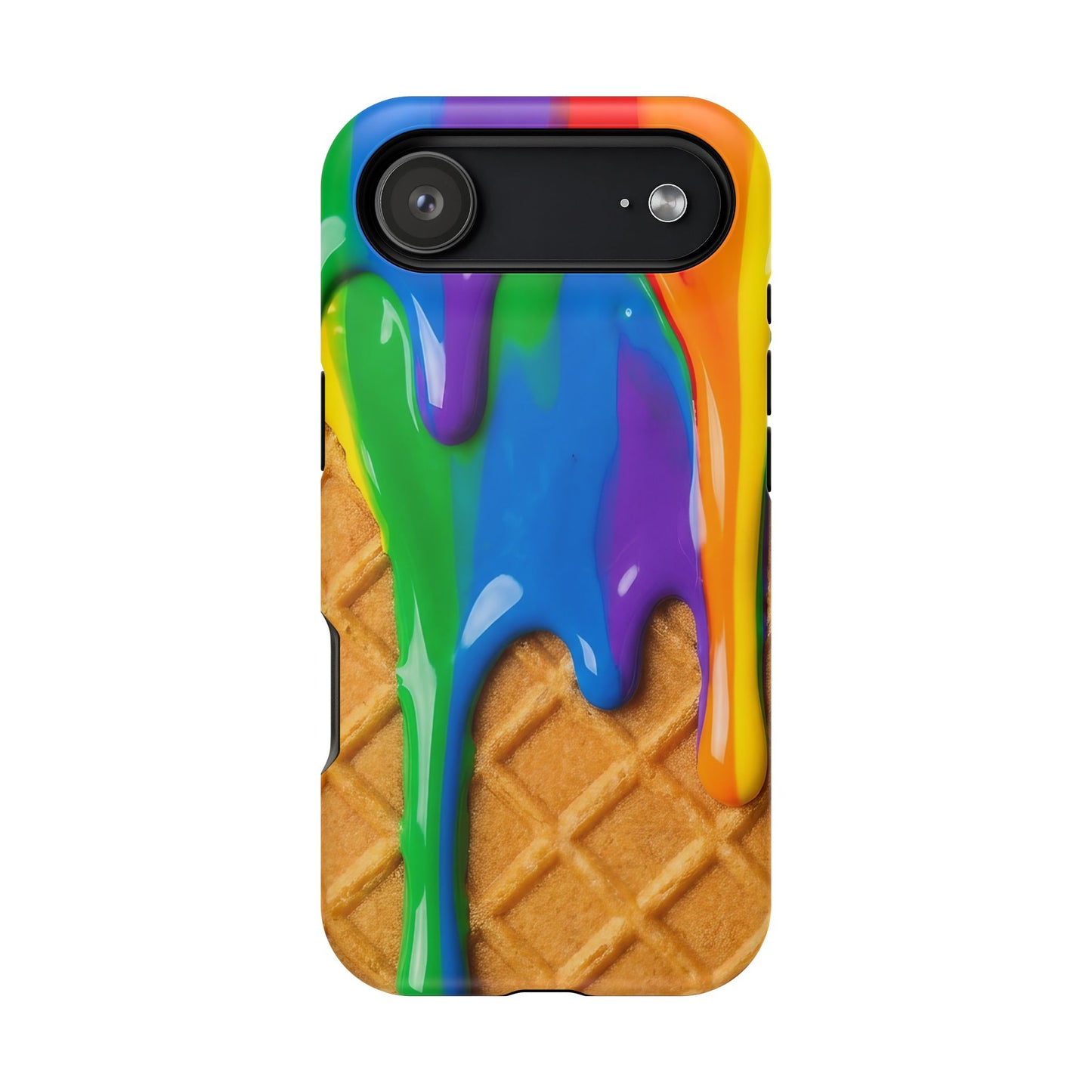 Waffle Rainbow Drip iPhone Case MagSafe Tough Protective Colorful Phone Case