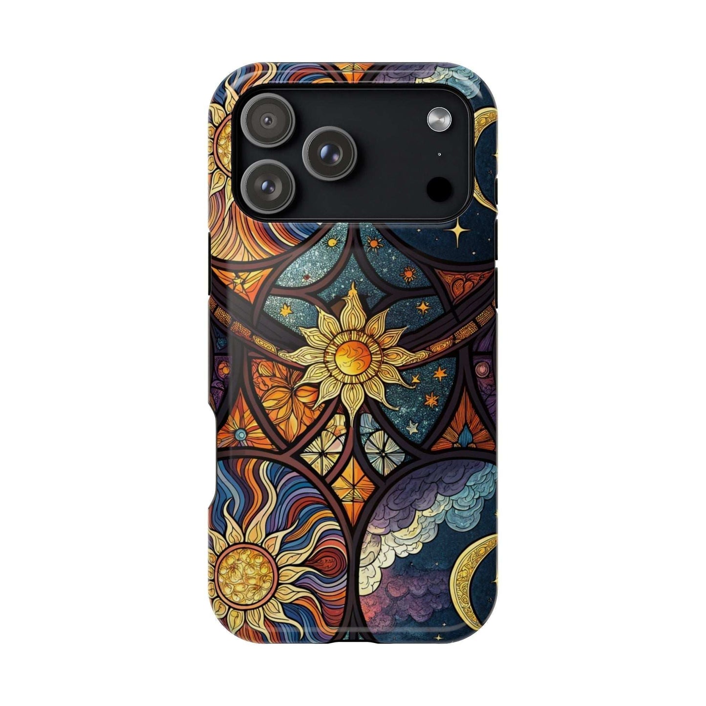 Sun and Moon iPhone Case with cosmic celestial design for iPhone 13-16 series protection