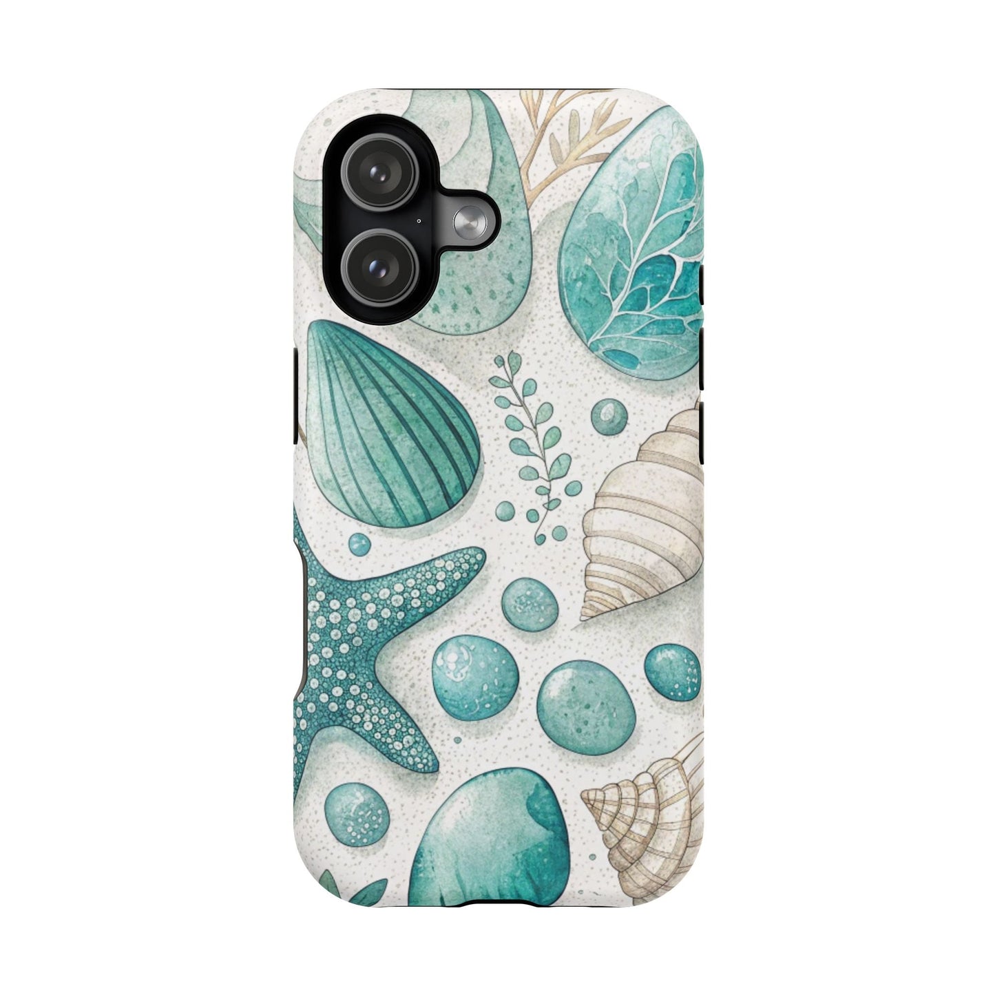 Celebration Sea iPhone Tough Case with sea shells and starfish design for strong protection and MagSafe compatibility