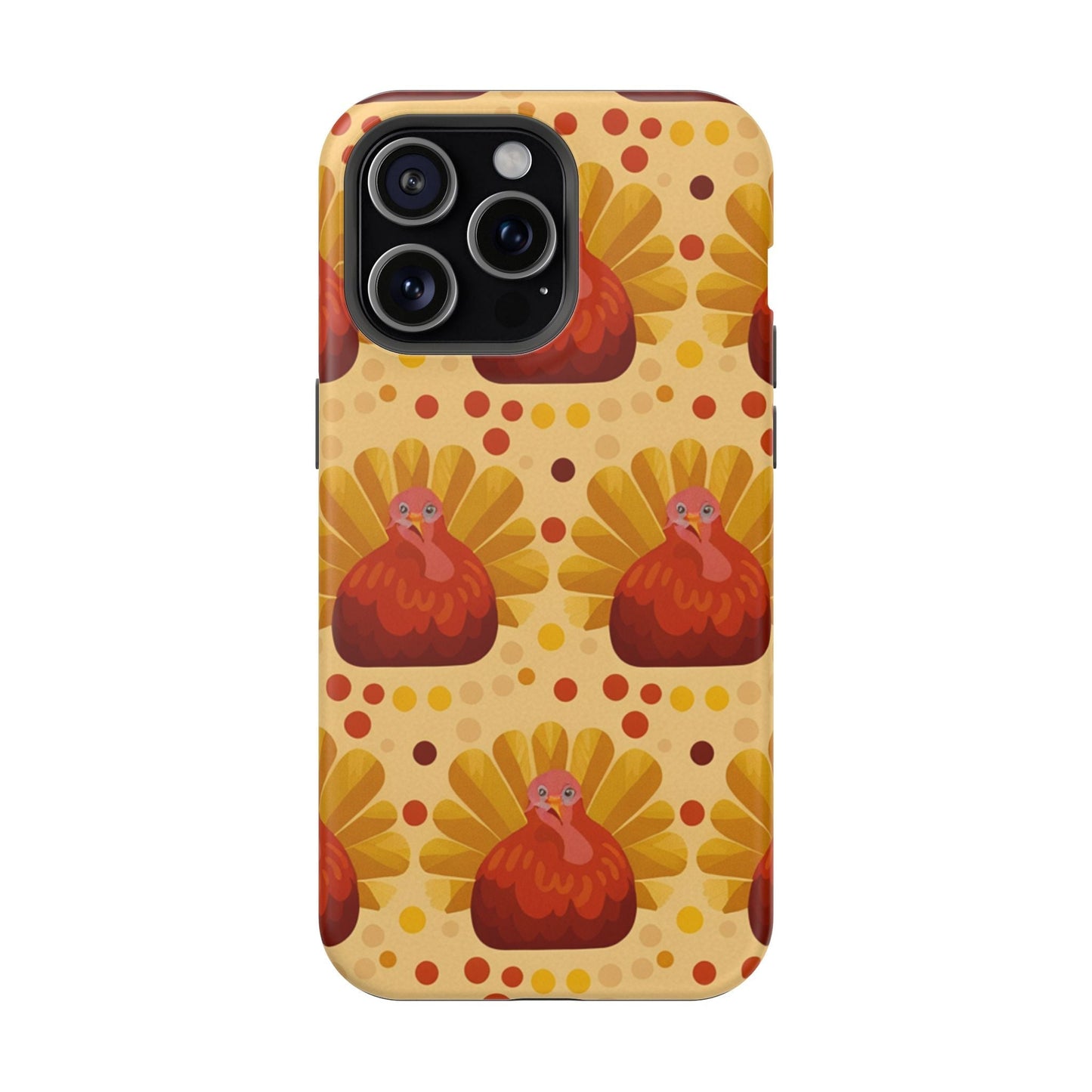 Turkey Celebration iPhone Case with festive turkey design, vibrant colors, and durable polycarbonate protection, MagSafe compatible.