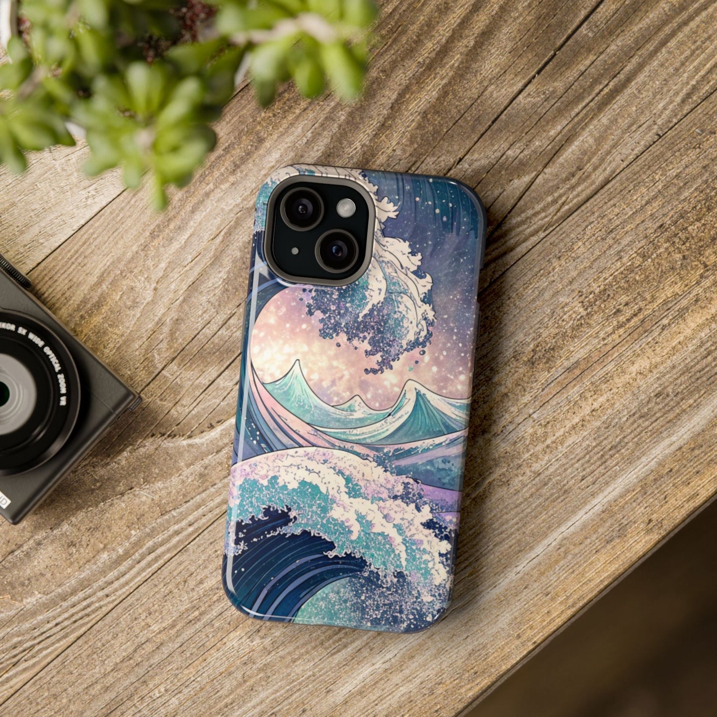 Crashing Waves Design iPhone case with protective polycarbonate cover and MagSafe compatibility