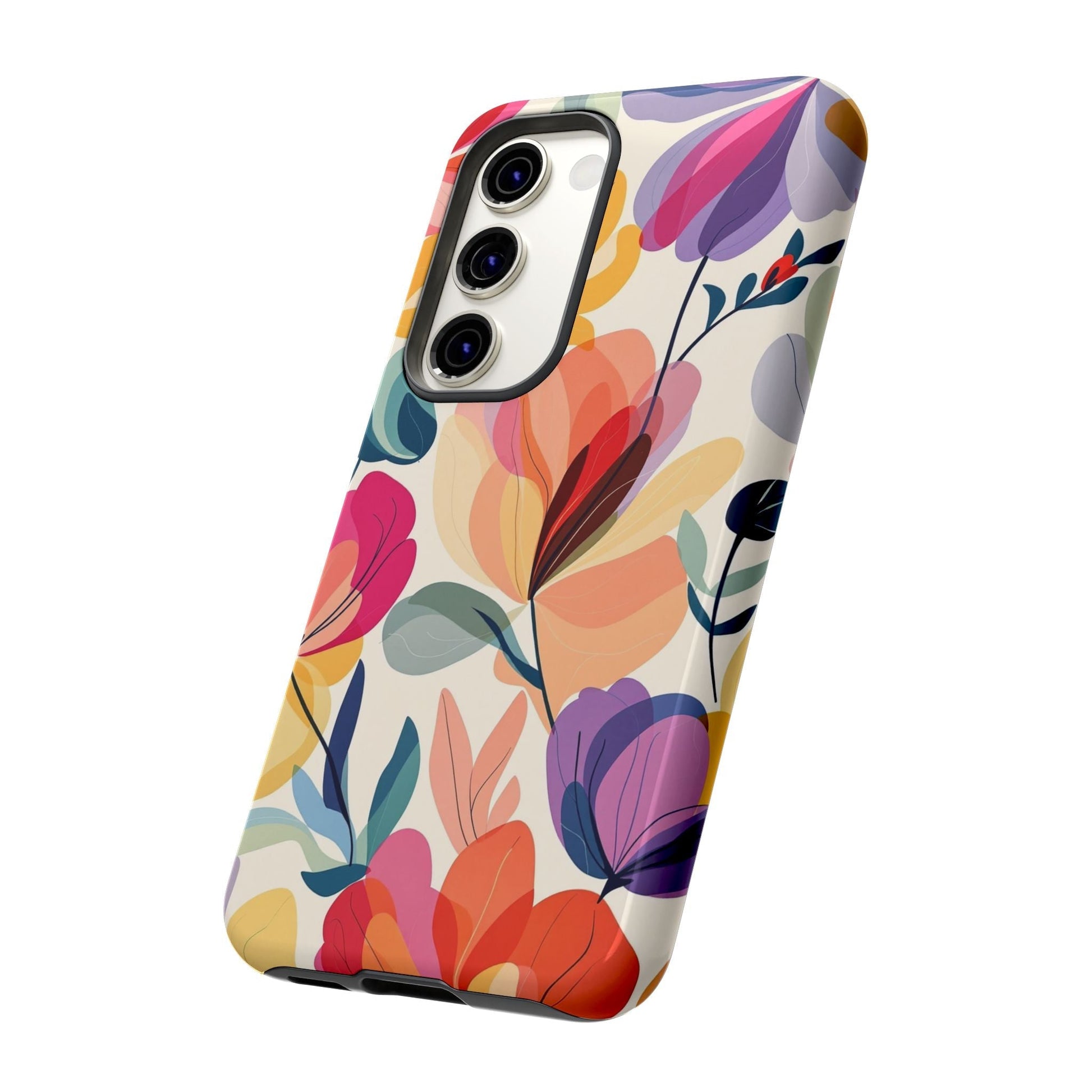 Watercolor floral Samsung tough case with colorful 3D wrap design and durable shock-absorbing protection