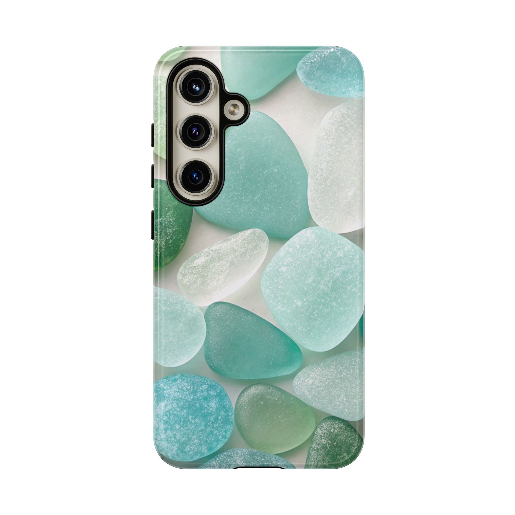 Samsung phone case with calming sea glass design and durable protective build