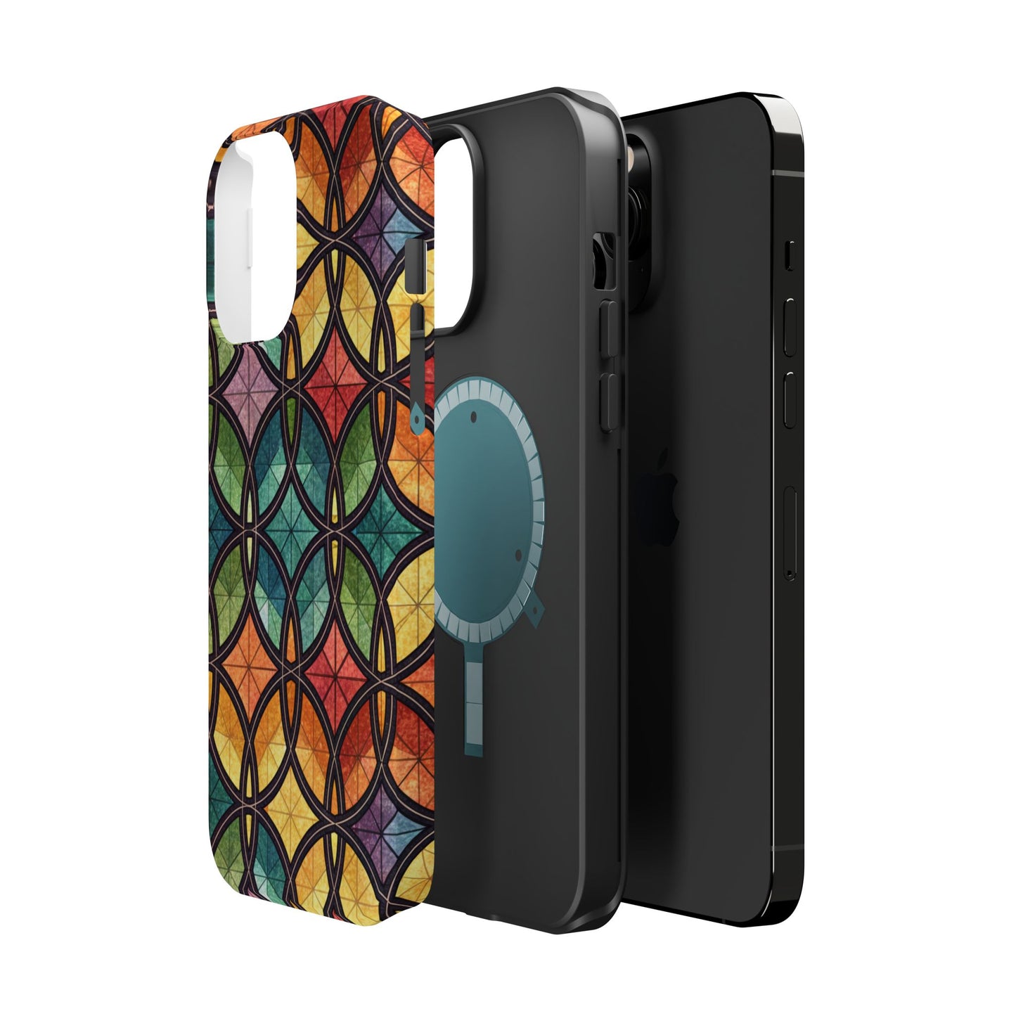 Rainbow Stain Glass iPhone Case – Durable MagSafe® Tough Phone Cover with Colorful Artistic Design