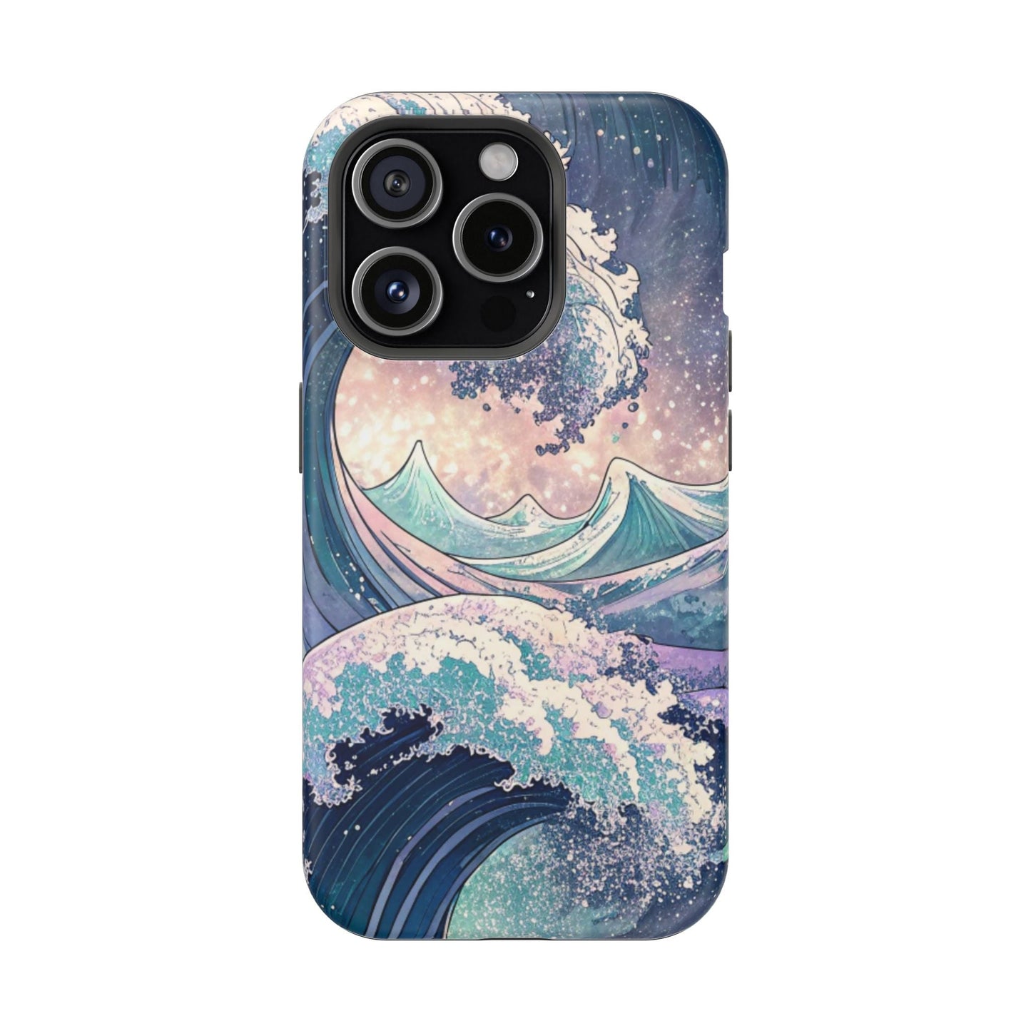 iPhone magnetic tough case with crashing waves design and dual-layer protection