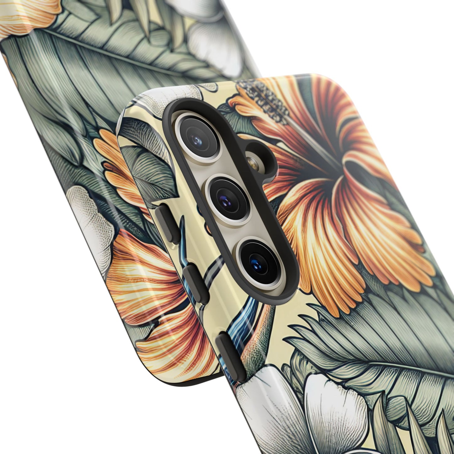 Golden Tropical Floral Design Samsung Phone Case
