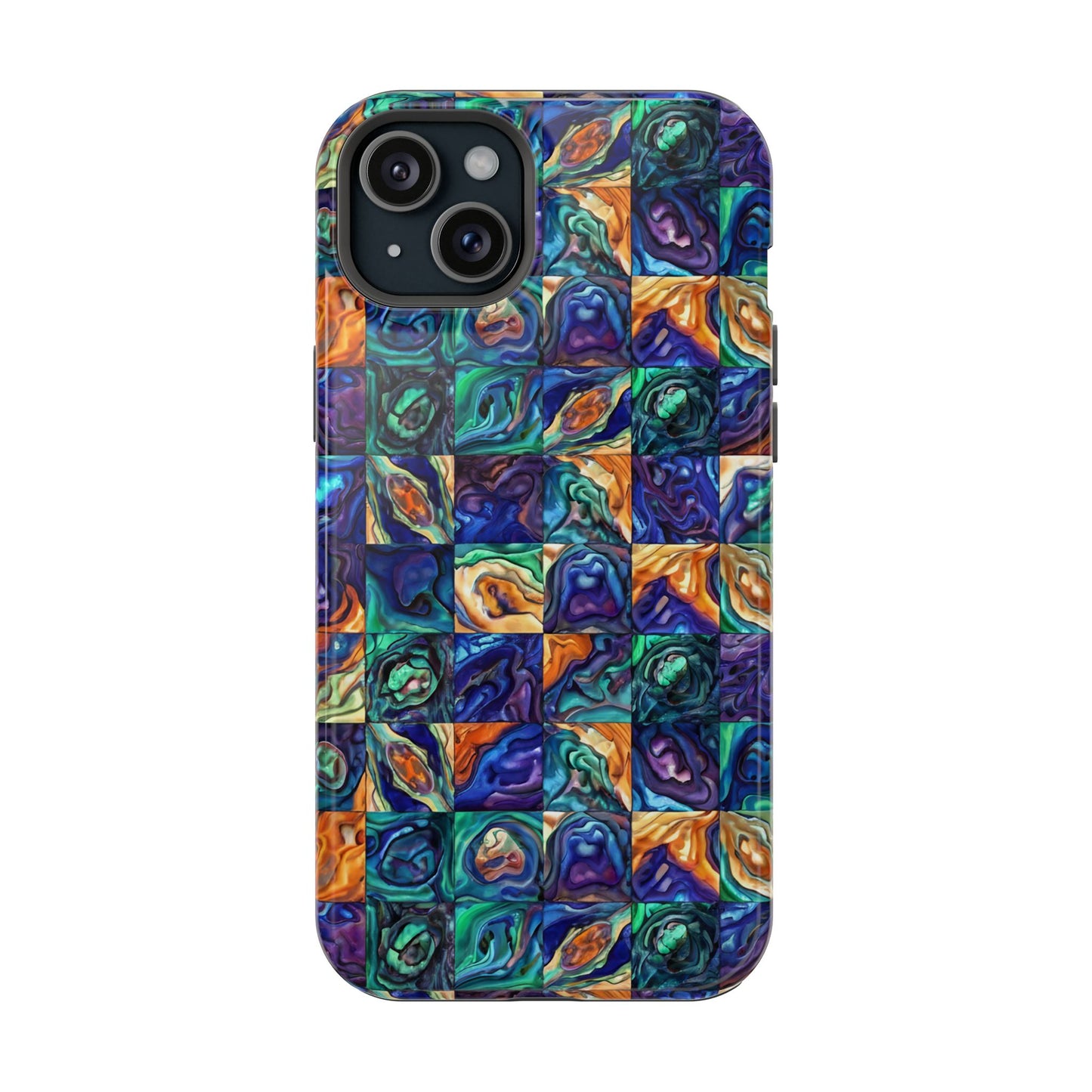 Abstract Purple & Green Seascape Magnetic Impact-Resistant iPhone Case