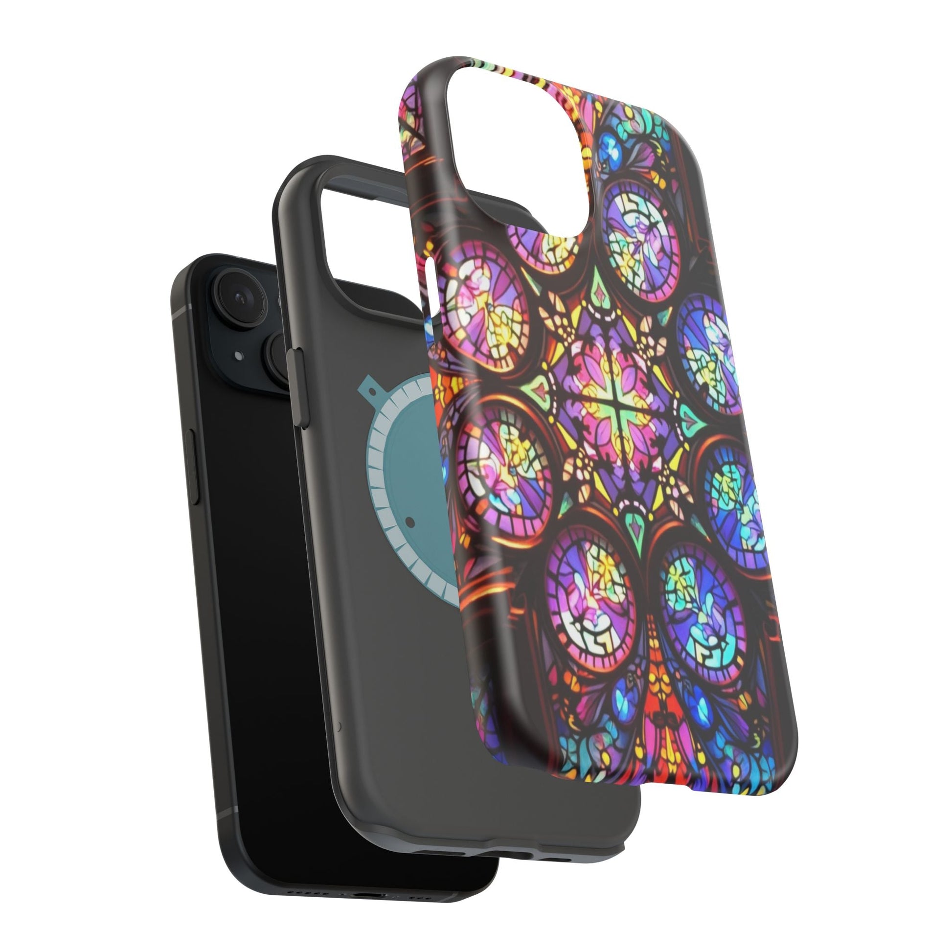 Colorful Hypnotic Stain Glass iPhone tough case with vibrant stained glass design and durable dual-layer protection