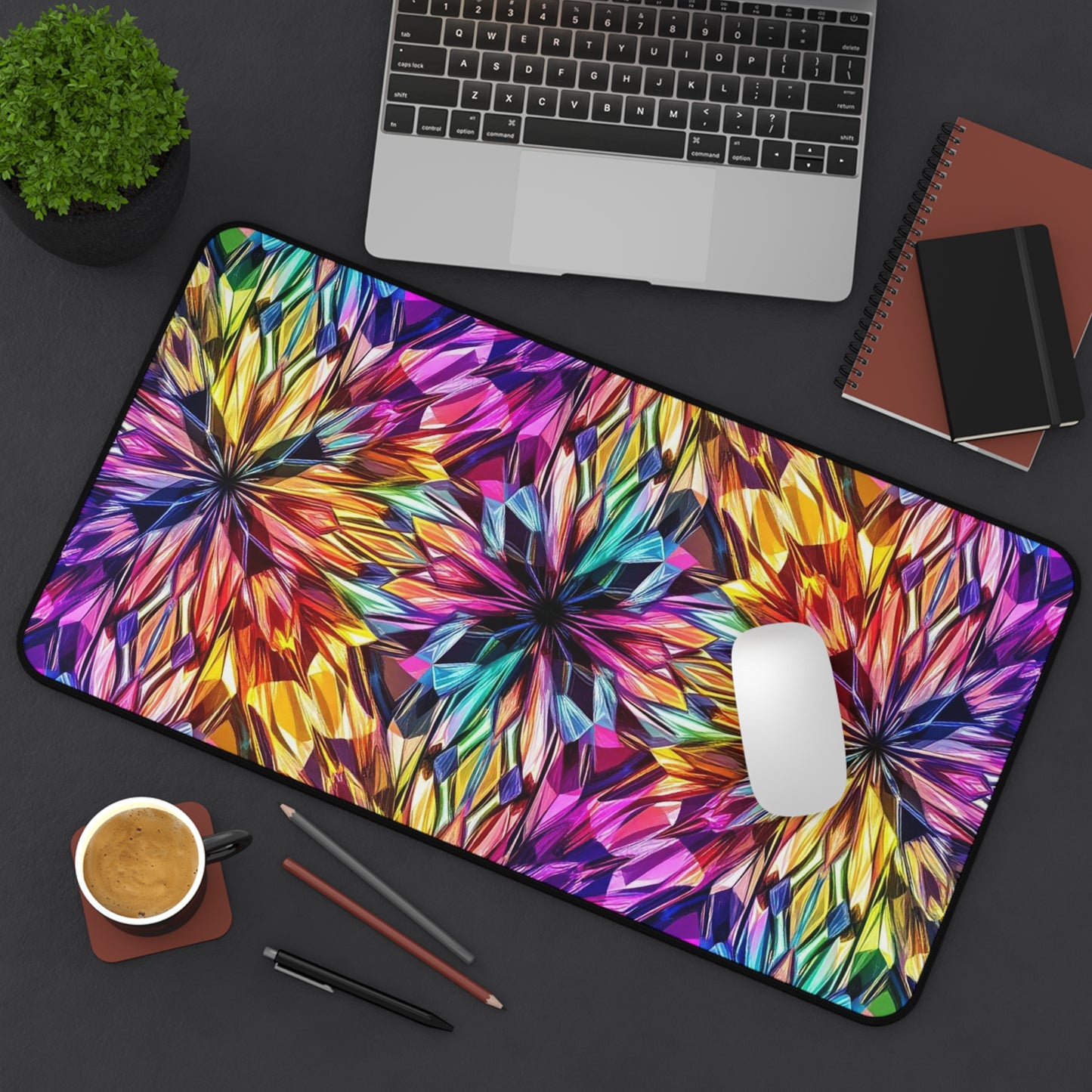 Rainbow Starbust Design Desk Mat