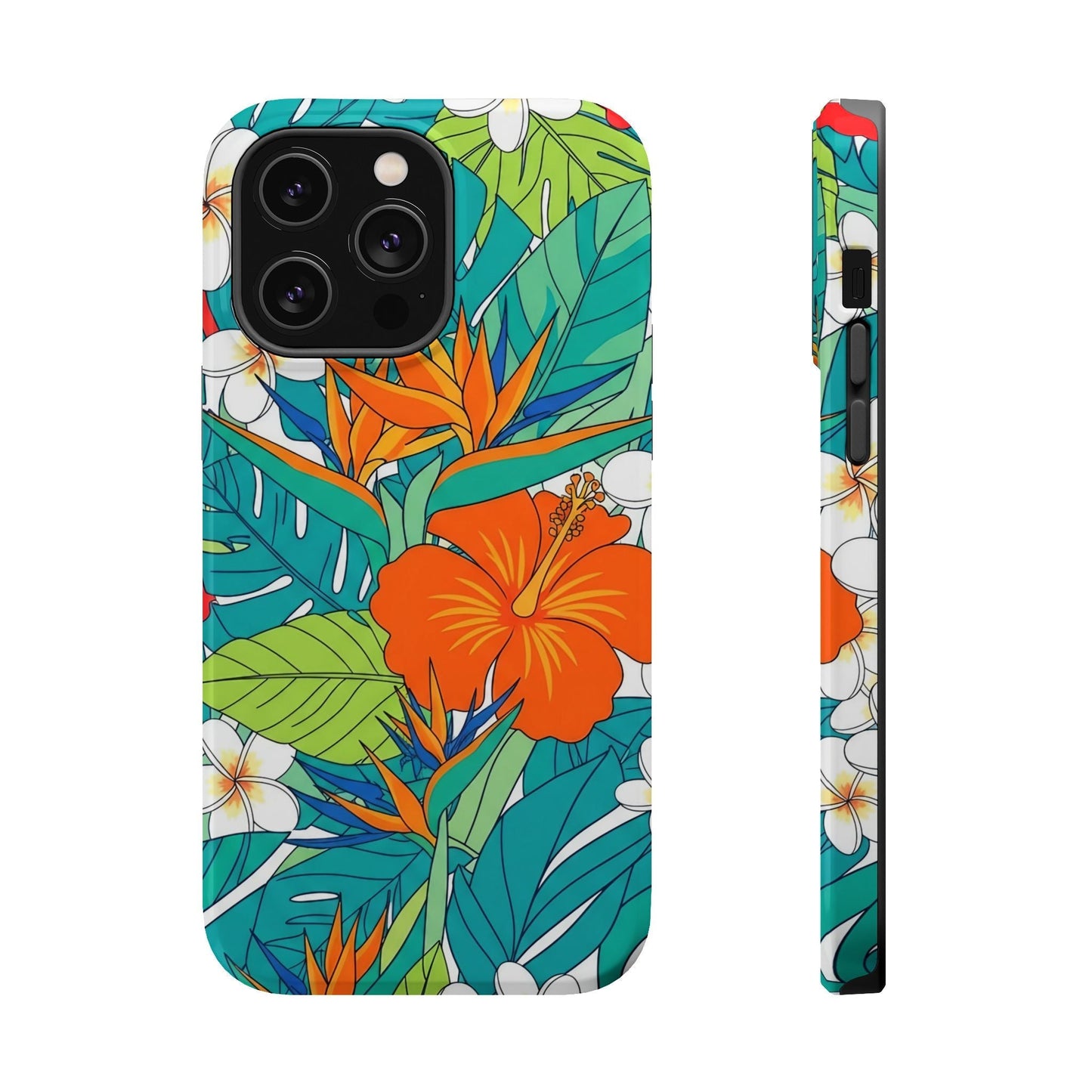 Vibrant Floral iPhone Case with tropical flower design and durable polycarbonate protection