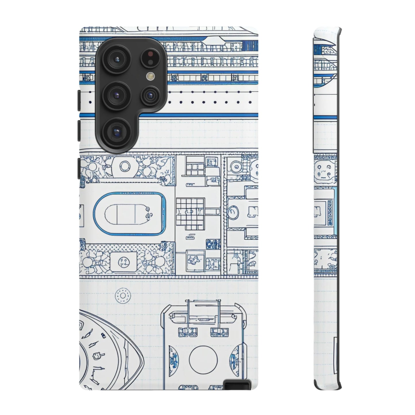 Samsung phone case featuring durable cruise ship design with 3D wrap and impact protection